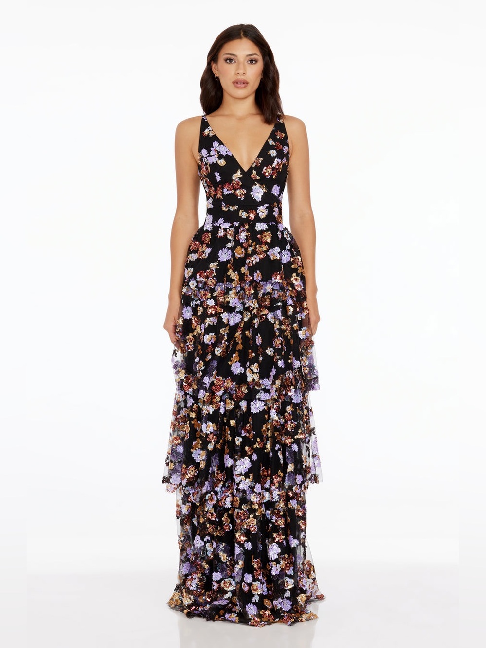 Dress The Population Lorain Gown with Floral Sequin $698